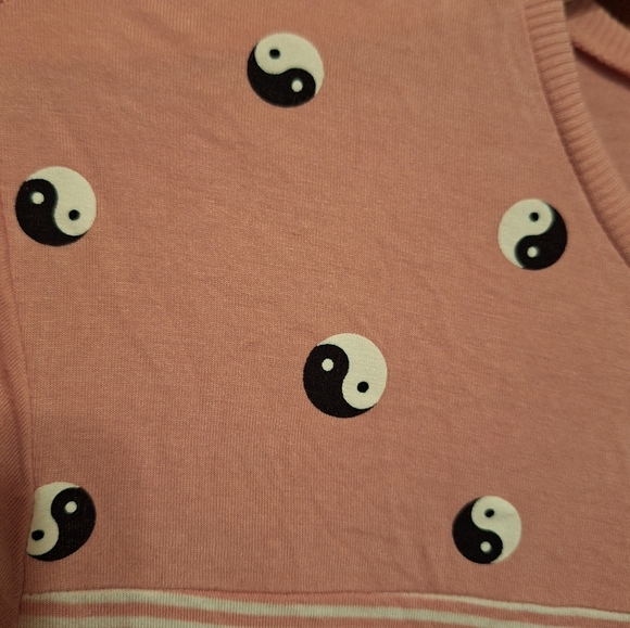 Ying Yang Symbol Softest Tie Front T-Shirt Y2K Trendy Juniors Large Punk Mall - Picture 6 of 6